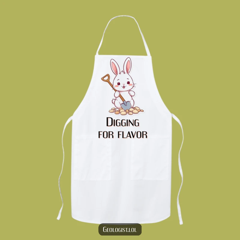 Funny Rabbit Gardener Apron: Cheerful Critter with Shovel, Great Funny Kitchen Gift