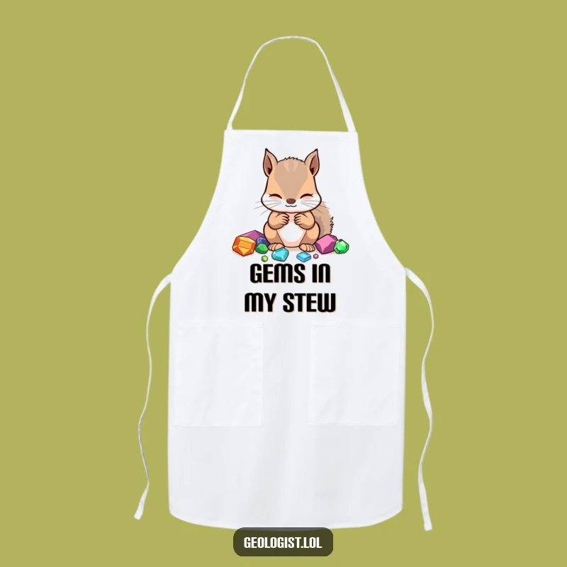 Funny Squirrel Gemologist Apron: Focused Critter Identifying Gems, Great Funny Kitchen Gift