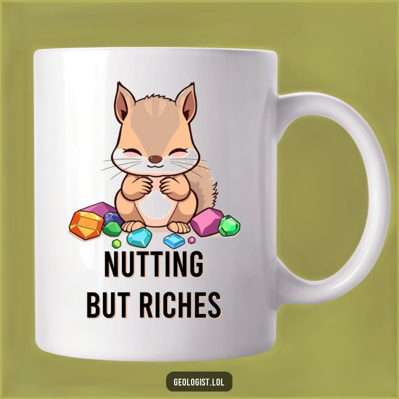 Funny Squirrel Gemologist Mug: Focused Critter Identifying Gems, Perfect Funny Gift Idea