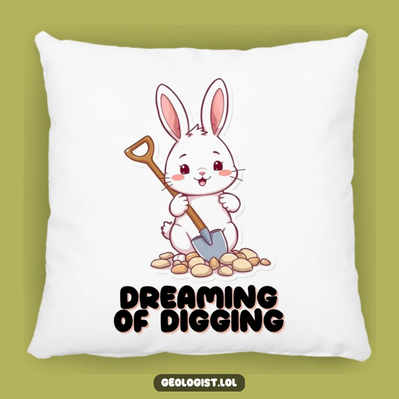 Funny Rabbit Gardener Pillow: Cozy & Cheerful Critter with Shovel, Comfy Funny Gift