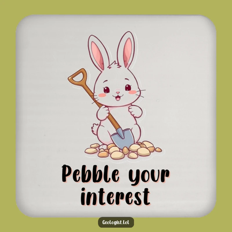 Funny Rabbit Gardener Coaster: Cheerful Critter with Shovel, Protects Surfaces, Quirky Funny Gift