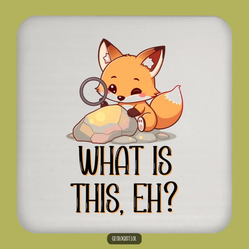 Funny Fox Explorer Coaster: Curious Critter with Magnifying Glass, Inspects Rocks, Quirky Funny Gift