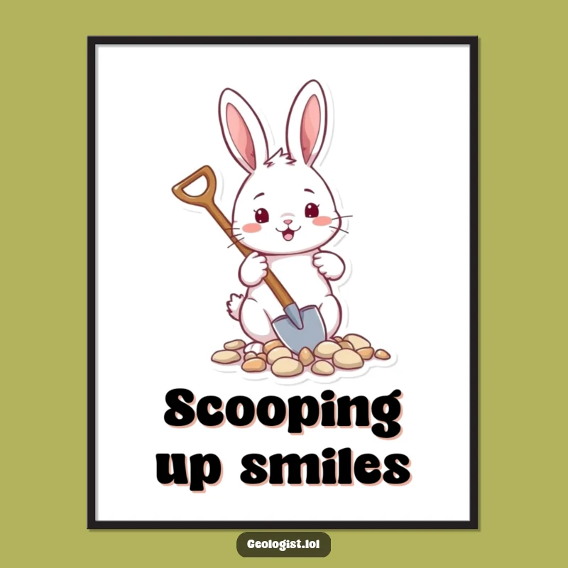 Funny Rabbit Gardener Poster: Cheerful Critter with Shovel, Quirky Funny Gift Art