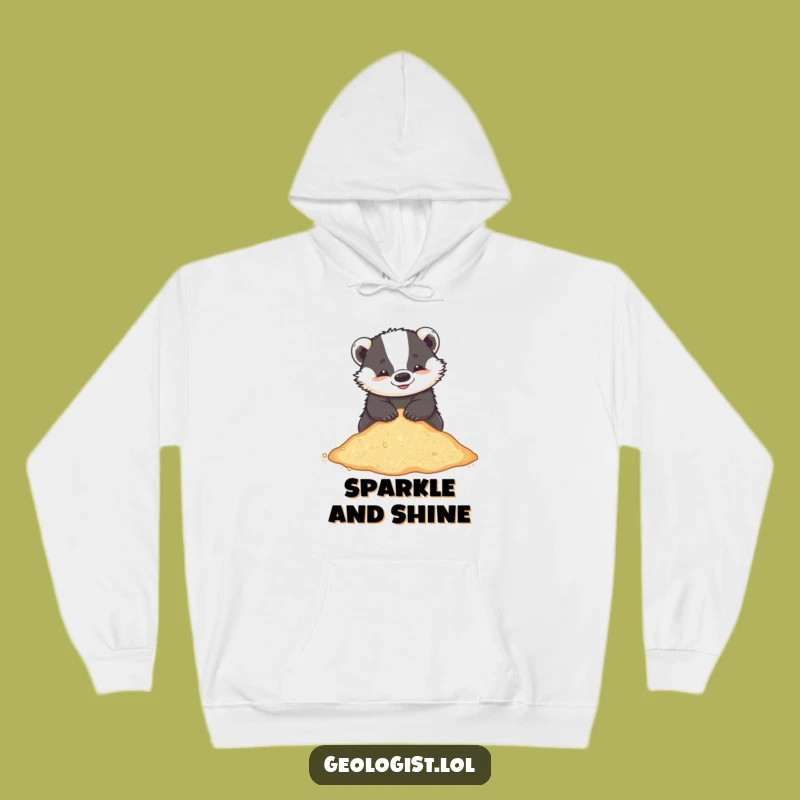 Funny Badger Beach Hoodie: Cozy & Playful Critter Sifting Glittering Sand, Ideal Funny Gift