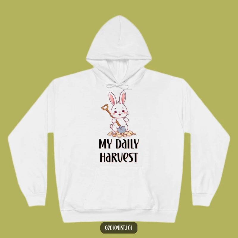 Funny Rabbit Gardener Hoodie: Cozy & Cheerful Critter with Shovel, Ideal Funny Gift