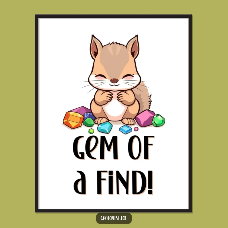 Funny Free Printable Wall Art: Focused Squirrel Identifying Gemstones, Downloadable Decor