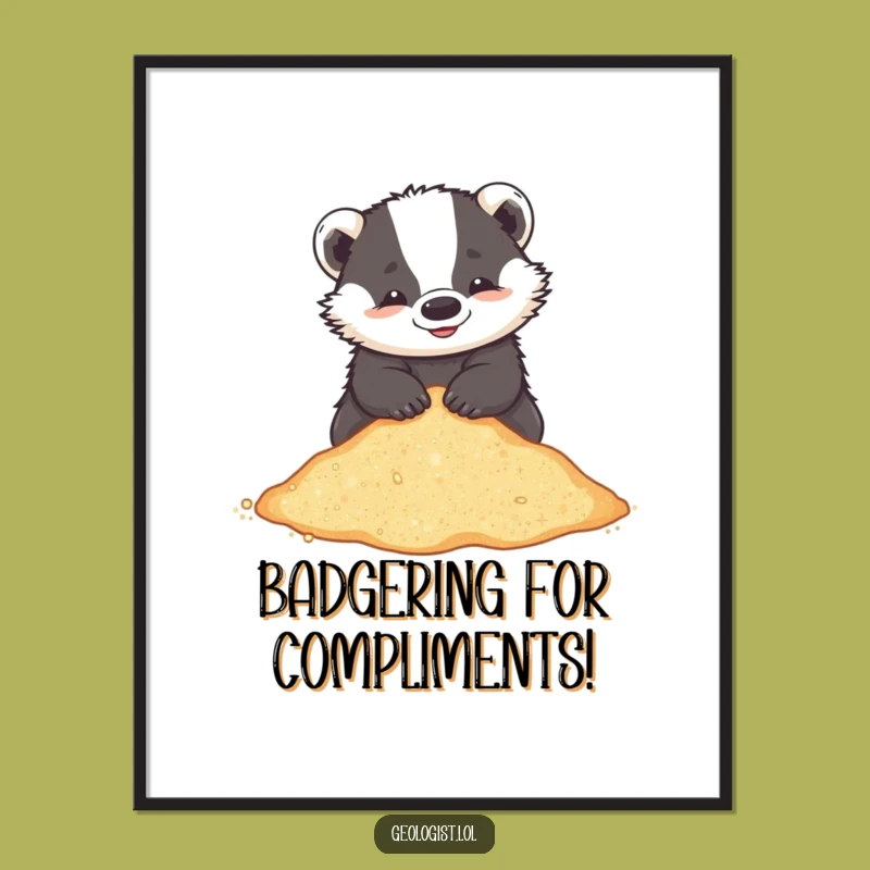 Funny Free Printable Wall Art: Playful Badger Sifting Glittering Sand, Downloadable Decor