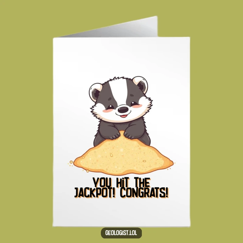 Free Printable Congrats Card: Badger Finding Success in Glittering Sands of Achievement