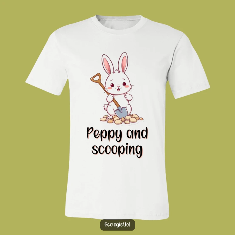 Funny Rabbit Gardener T-Shirt: Cheerful Critter with Shovel, Great Funny Gift