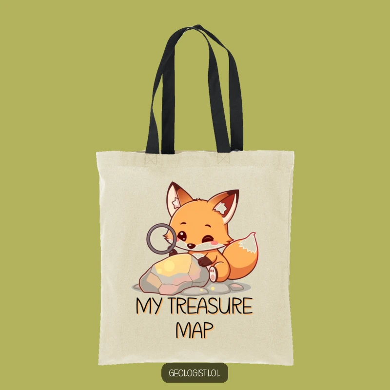 Funny Fox Explorer Tote Bag: Durable & Curious Critter with Magnifying Glass, Perfect Funny Gift