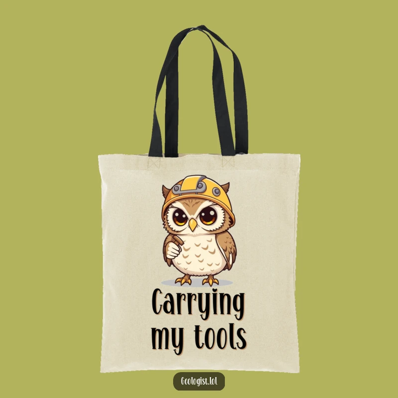 Funny Owl Miner Tote Bag: Durable & Determined Hoot Carries Hammer & Pick, Perfect Funny Gift