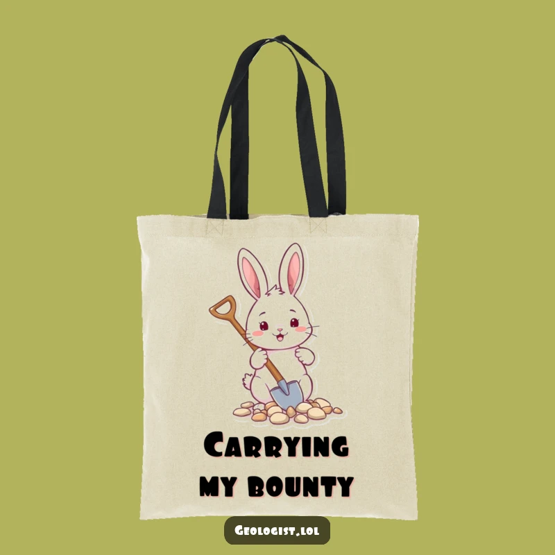 Funny Rabbit Gardener Tote Bag: Durable & Cheerful Critter with Shovel, Perfect Funny Gift