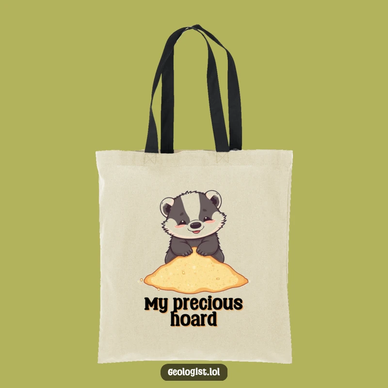 Funny Badger Beach Tote Bag: Durable & Playful Critter Sifting Glittering Sand, Perfect Funny Gift