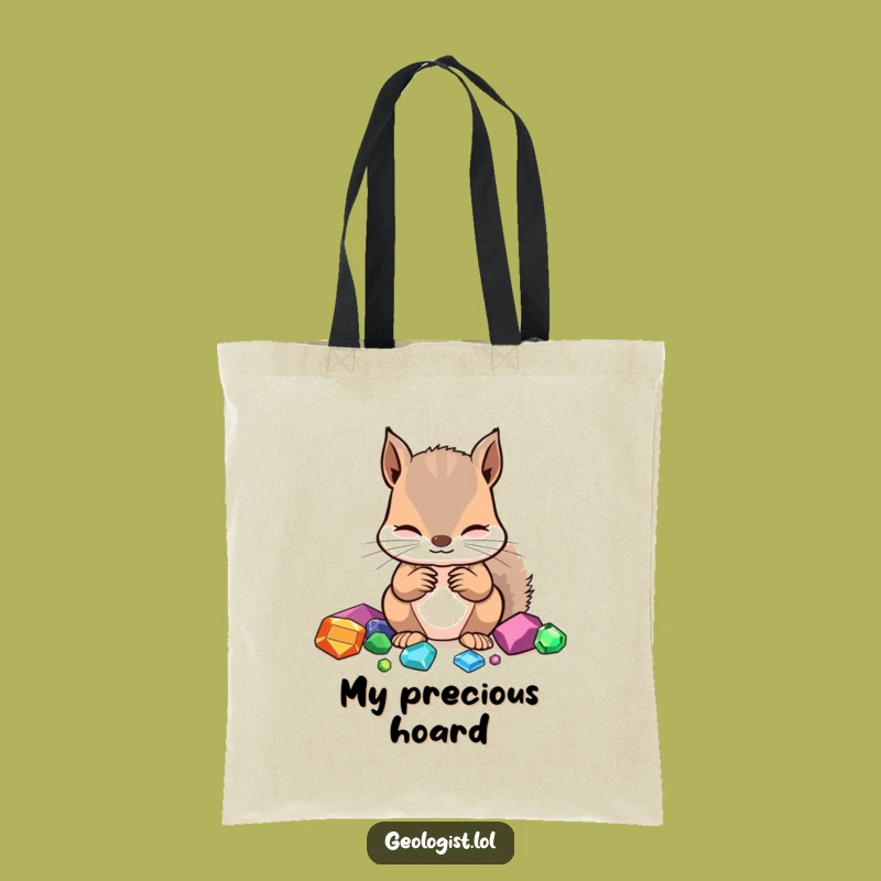 Funny Squirrel Gemologist Tote Bag: Durable & Focused Critter Identifying Gems, Perfect Funny Gift